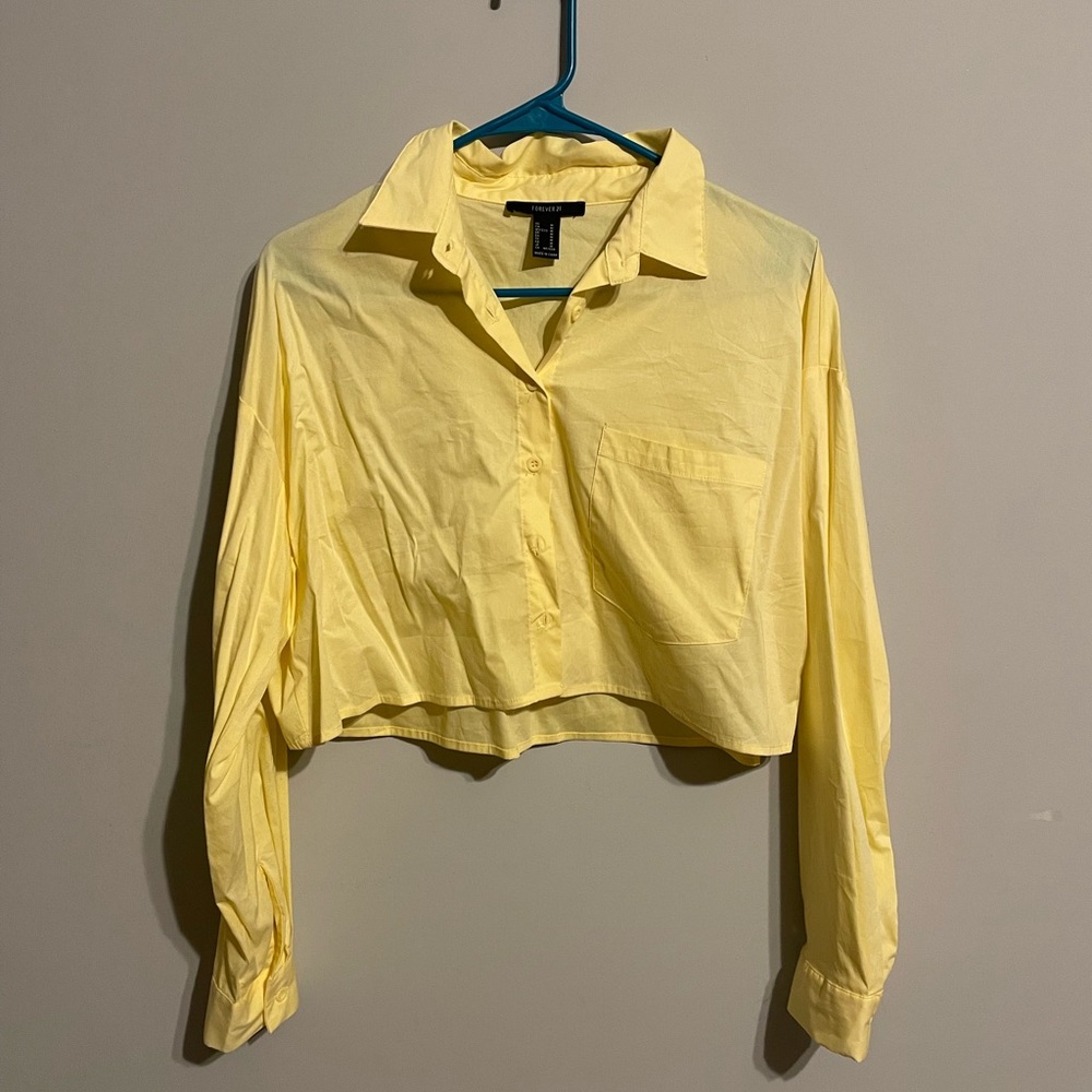 Cropped yellow button down